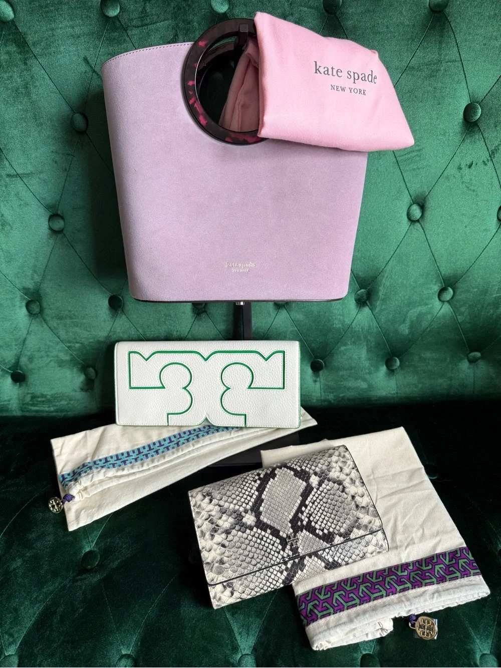 Tory Burch Robinson Snakeskin Embossed Wallet on Chain WOC Crossbody Clutch